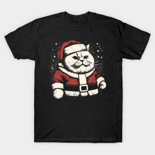 Funny Cat Santa Merry Christmas Vintage T-Shirt